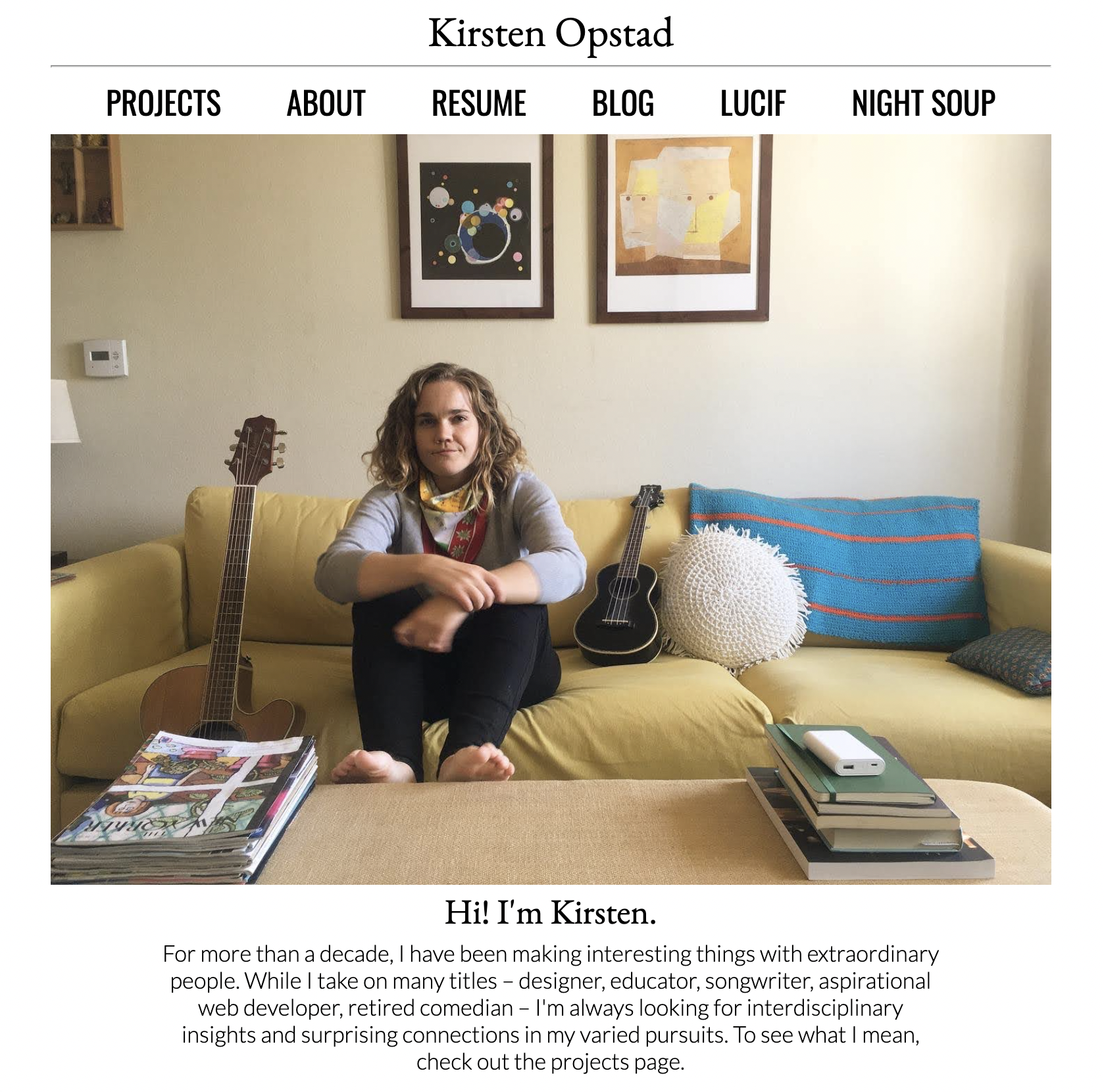 Screenshot of index for about.kirstenopstad.com